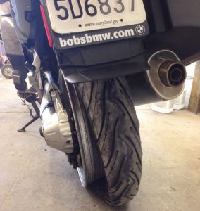 Motorcycle slashed tire leaves rim